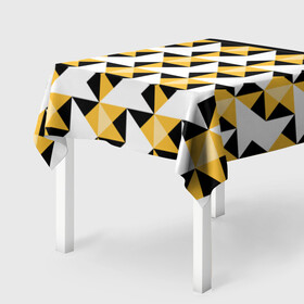 Скатерть 3D с принтом Черно-желтый геометрический  в Курске, 100% полиэстер (ткань не мнется и не растягивается) | Размер: 150*150 см | абстрактный | геометрический | желтый | молодежный | мужской | разноцветный | современный | черный