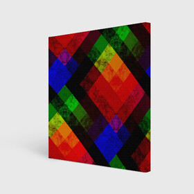 Холст квадратный с принтом Яркий геометрический узор  в Курске, 100% ПВХ |  | абстрактный | геометрический | красный | модный узор | молодежный | мраморный | синий