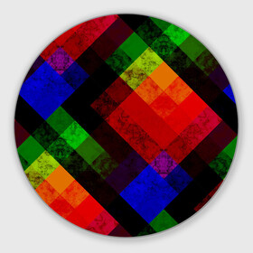 Коврик для мышки круглый с принтом Яркий геометрический узор  в Курске, резина и полиэстер | круглая форма, изображение наносится на всю лицевую часть | абстрактный | геометрический | красный | модный узор | молодежный | мраморный | синий
