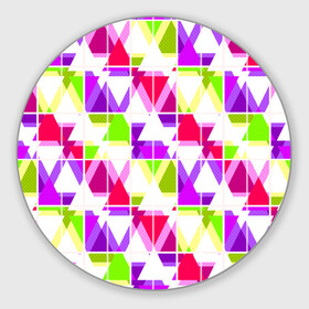 Коврик для мышки круглый с принтом Абстрактный яркий узор в Курске, резина и полиэстер | круглая форма, изображение наносится на всю лицевую часть | абстрактный | геометрические фигуры | детский | зеленый | клетчатый узор | летний | популярный | розовый | сиреневый | современный | треугольники