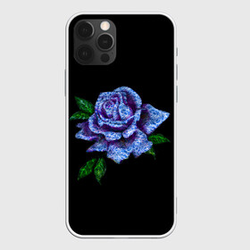 Чехол для iPhone 12 Pro с принтом Сапфировая роза в Курске, силикон | область печати: задняя сторона чехла, без боковых панелей | rose | лазурная | роза | сапфир | сапфировая | сапфировый | цветок | цветочек | цветочки | цветы