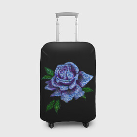 Чехол для чемодана 3D с принтом Сапфировая роза в Курске, 86% полиэфир, 14% спандекс | двустороннее нанесение принта, прорези для ручек и колес | rose | лазурная | роза | сапфир | сапфировая | сапфировый | цветок | цветочек | цветочки | цветы