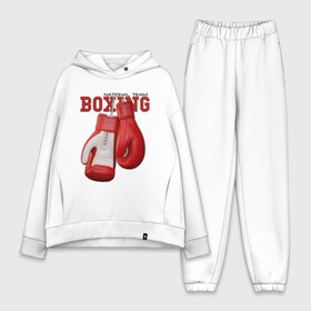 Женский костюм хлопок Oversize с принтом BOXING в Курске,  |  | box | boxing | fighter | figt | mma | national | sport | team | боец | бои | бокс | боксер | единоборства | перчатки | сборная | спорт