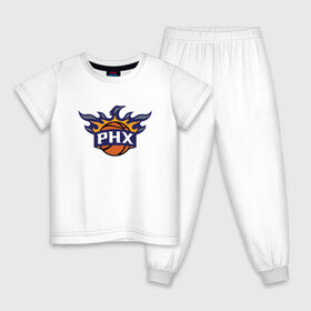 Детская пижама хлопок с принтом Phoenix Suns в Курске, 100% хлопок |  брюки и футболка прямого кроя, без карманов, на брюках мягкая резинка на поясе и по низу штанин
 | Тематика изображения на принте: basketball | mvp | nba | phoenix | sport | streetball | suns | аризона | баскетбол | игра | крис пол | мяч | нба | санс | спорт | стритбол | тренер | финикс | чемпион