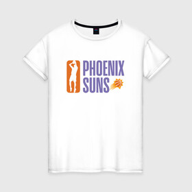 Женская футболка хлопок с принтом NBA - Suns в Курске, 100% хлопок | прямой крой, круглый вырез горловины, длина до линии бедер, слегка спущенное плечо | basketball | mvp | nba | phoenix | sport | streetball | suns | аризона | баскетбол | игра | крис пол | мяч | нба | санс | спорт | стритбол | тренер | финикс | чемпион