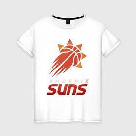 Женская футболка хлопок с принтом Suns Basketball в Курске, 100% хлопок | прямой крой, круглый вырез горловины, длина до линии бедер, слегка спущенное плечо | basketball | mvp | nba | phoenix | sport | streetball | suns | аризона | баскетбол | игра | крис пол | мяч | нба | санс | спорт | стритбол | тренер | финикс | чемпион