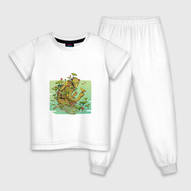Детская пижама хлопок с принтом Озёрный робот в Курске, 100% хлопок |  брюки и футболка прямого кроя, без карманов, на брюках мягкая резинка на поясе и по низу штанин
 | арт | киборг | кувшинка | кувшинки | озеро | планета | природа | птица | рисунок | робот | цветок | цветы
