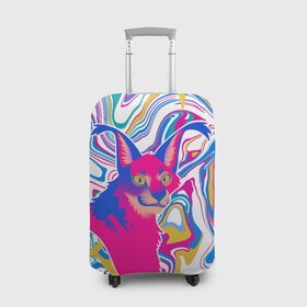 Чехол для чемодана 3D с принтом Floppa Art в Курске, 86% полиэфир, 14% спандекс | двустороннее нанесение принта, прорези для ручек и колес | flopa | floppa | каракал | кот мем | мем с котом | русский кот | шлёпа