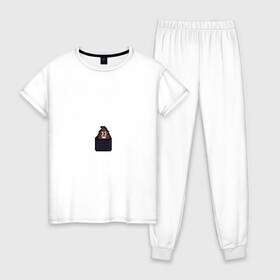 Женская пижама хлопок с принтом Смешная какашка в Курске, 100% хлопок | брюки и футболка прямого кроя, без карманов, на брюках мягкая резинка на поясе и по низу штанин | art | pixel | pixelart | милаха | пиксели | пиксель | пиксельарт