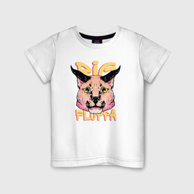Детская футболка хлопок с принтом Big Cat  Floppa в Курске, 100% хлопок | круглый вырез горловины, полуприлегающий силуэт, длина до линии бедер | flopa | floppa | каракал | кот мем | мем с котом | русский кот | шлёпа