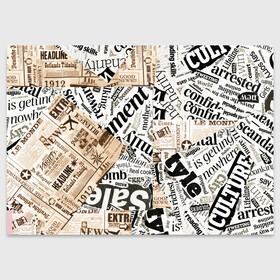 Поздравительная открытка с принтом Газета в Курске, 100% бумага | плотность бумаги 280 г/м2, матовая, на обратной стороне линовка и место для марки
 | Тематика изображения на принте: буквы | буквы на бумаге | газета | разные шрифты | ч б