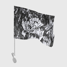 Флаг для автомобиля с принтом Черно-белый узор. Маки. в Курске, 100% полиэстер | Размер: 30*21 см | абстрактные цветы | маки | модный | рисунок | современный | цветочный фон | цветы | черно белый