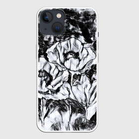 Чехол для iPhone 13 с принтом Черно белый узор. Маки. в Курске,  |  | абстрактные цветы | маки | модный | рисунок | современный | цветочный фон | цветы | черно белый