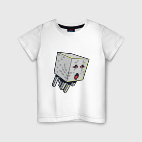 Детская футболка хлопок с принтом Майнкрафт Гаст Мaincraft Ghast в Курске, 100% хлопок | круглый вырез горловины, полуприлегающий силуэт, длина до линии бедер | ghast | maincraft | mob | pixel | unit | гаст | гасты | маинкрафт | майнкрафт | моб | персонаж | пиксели