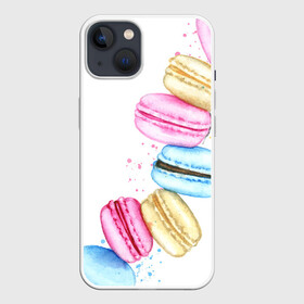 Чехол для iPhone 13 с принтом Macarons. Нежный десерт в Курске,  |  | акварель | акварельные | десерт | десерты | макаронс | макаруны | пирожное | пирожные | разноцветные | сладости