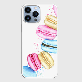 Чехол для iPhone 13 Pro Max с принтом Macarons. Нежный десерт в Курске,  |  | Тематика изображения на принте: акварель | акварельные | десерт | десерты | макаронс | макаруны | пирожное | пирожные | разноцветные | сладости