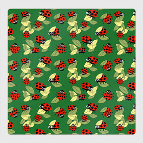Магнитный плакат 3Х3 с принтом Божьи коровки на зеленом фоне в Курске, Полимерный материал с магнитным слоем | 9 деталей размером 9*9 см | autumn | beetles | childrens | green | hide and seek | insects | ladybugs | leaves | play | print | red | summer | watch | yellow | божьи коровки | детский | желтые | жуки | зеленые | играют | красные | лето | листья | насекомые | осень | принт | прятки |