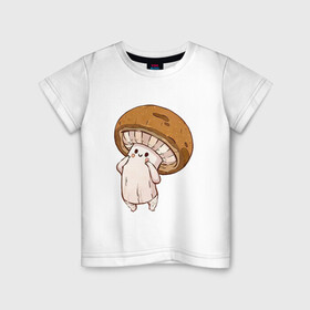 Детская футболка хлопок с принтом Шампиньончик в Курске, 100% хлопок | круглый вырез горловины, полуприлегающий силуэт, длина до линии бедер | арт | гриб | грибочек | мило | милота | овощ | овощи | рисунок | свежие овощи | свежий овощ | свежий продукт | шампиньон