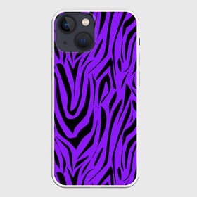 Чехол для iPhone 13 mini с принтом Абстрактный узор зебра в Курске,  |  | абстрактный | женский | зебра | креативный | модный | полосы | популярный | современный | черный и фиолетовый