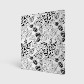 Холст квадратный с принтом Черно-белый узор Тропики в Курске, 100% ПВХ |  | абстрактный | листья | модный | популярный | рисунок | скетч | тропический узор | цветы | черный и белый | экзотические растения