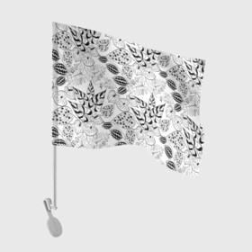 Флаг для автомобиля с принтом Черно-белый узор Тропики в Курске, 100% полиэстер | Размер: 30*21 см | абстрактный | листья | модный | популярный | рисунок | скетч | тропический узор | цветы | черный и белый | экзотические растения