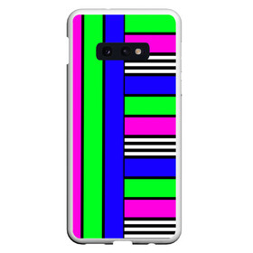 Чехол для Samsung S10E с принтом Полосатый яркий летний узор  в Курске, Силикон | Область печати: задняя сторона чехла, без боковых панелей | Тематика изображения на принте: ассиметричный | детский | зеленый | малиновый | модный | молодежный | синий | современный | универсальный | яркий узор