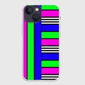 Чехол для iPhone 13 mini с принтом Полосатый яркий летний узор в Курске,  |  | Тематика изображения на принте: ассиметричный | детский | зеленый | малиновый | модный | молодежный | синий | современный | универсальный | яркий узор