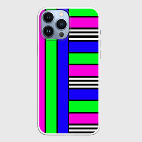 Чехол для iPhone 13 Pro Max с принтом Полосатый яркий летний узор в Курске,  |  | Тематика изображения на принте: ассиметричный | детский | зеленый | малиновый | модный | молодежный | синий | современный | универсальный | яркий узор