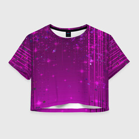 Женская футболка Crop-top 3D с принтом Абстрактный фон фуксия в Курске, 100% полиэстер | круглая горловина, длина футболки до линии талии, рукава с отворотами | детский | звезды | малиновый | модный | молодежный | пурпурный | современный | фуксия | яркий узор