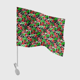 Флаг для автомобиля с принтом Абстрактный узор спелая вишня в Курске, 100% полиэстер | Размер: 30*21 см | вишня | детский | зеленый | красная вишня | красный | летний узор | лето | ягодный принт | ягоды