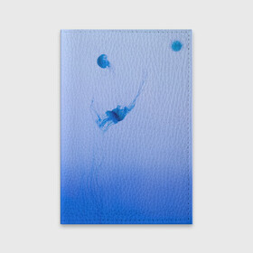Обложка для паспорта матовая кожа с принтом МЕДУЗЫ | ГРАДИЕНТ в Курске, натуральная матовая кожа | размер 19,3 х 13,7 см; прозрачные пластиковые крепления | Тематика изображения на принте: gradient | абстракция | амбре | вода | голубая | голубое | градиент | градиент и ничего лишнего | градиенты | медуза | море | на каждый день | океан | синее | синий | синяя | текстура