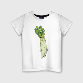 Детская футболка хлопок с принтом Милая редька в Курске, 100% хлопок | круглый вырез горловины, полуприлегающий силуэт, длина до линии бедер | арт | зелень | мило | милота | овощ | овощи | редька | рисунок | свежие овощи | свежий овощ | свежий продукт