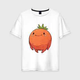 Женская футболка хлопок Oversize с принтом Большой томат в Курске, 100% хлопок | свободный крой, круглый ворот, спущенный рукав, длина до линии бедер
 | арт | мило | милота | овощ | овощи | помидор | рисунок | свежие овощи | свежий овощ | свежий продукт | томат