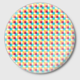 Значок с принтом Красочные кубы в Курске,  металл | круглая форма, металлическая застежка в виде булавки | Тематика изображения на принте: квадраты | кубы | паттерн | пиксели | разноцветный