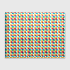 Обложка для студенческого билета с принтом Красочные кубы в Курске, натуральная кожа | Размер: 11*8 см; Печать на всей внешней стороне | Тематика изображения на принте: квадраты | кубы | паттерн | пиксели | разноцветный
