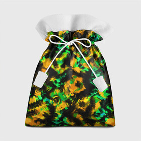 Подарочный 3D мешок с принтом Абстрактный желто-зеленый узор в Курске, 100% полиэстер | Размер: 29*39 см | абстрактный | желтый | зеленый | камуфляж | мужской | популярный | размытый узор | современный | черный
