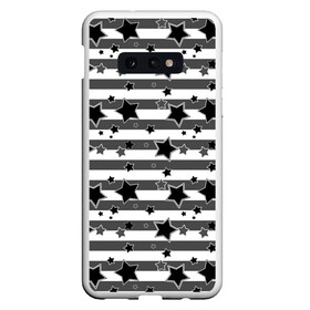 Чехол для Samsung S10E с принтом Черно-белый полосатый узор  в Курске, Силикон | Область печати: задняя сторона чехла, без боковых панелей | звезды | молодежный | мужской | популярный | серый | современный | черный и белый
