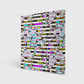 Холст квадратный с принтом Полосатый абстрактный узор  в Курске, 100% ПВХ |  | горизонтальные полосы | летний дизайн | модный | молодежный | мужской | полосы | разноцветные полосы