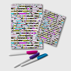 Блокнот с принтом Полосатый абстрактный узор  в Курске, 100% бумага | 48 листов, плотность листов — 60 г/м2, плотность картонной обложки — 250 г/м2. Листы скреплены удобной пружинной спиралью. Цвет линий — светло-серый
 | горизонтальные полосы | летний дизайн | модный | молодежный | мужской | полосы | разноцветные полосы