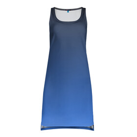 Платье-майка 3D с принтом DARK OCEAN GRADIENT в Курске, 100% полиэстер | полуприлегающий силуэт, широкие бретели, круглый вырез горловины, удлиненный подол сзади. | абстракция | амбре | без дизайна | голубая | голубое | градиент | градиент и ничего лишнего | градиенты | на каждый день | синий | синяя | текстура | черная | черный