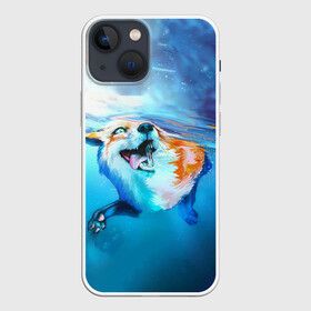 Чехол для iPhone 13 mini с принтом ПЛЫВУЩАЯ ЛИСИЧКА в Курске,  |  | animal | art | fox | swim | water | вода | животные | звери | красота | лиса | лисичка | плутовка | река | рисунок | рыжая | фыр фыр