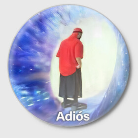Значок с принтом Adios в Курске,  металл | круглая форма, металлическая застежка в виде булавки | Тематика изображения на принте: adios | адидас | бабуля | бабушка | вселенная | космос | мемы | портал | прощание | черная дыра