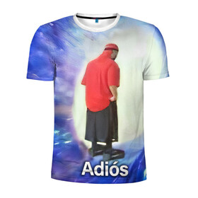 Мужская футболка 3D спортивная с принтом Adios в Курске, 100% полиэстер с улучшенными характеристиками | приталенный силуэт, круглая горловина, широкие плечи, сужается к линии бедра | adios | адидас | бабуля | бабушка | вселенная | космос | мемы | портал | прощание | черная дыра