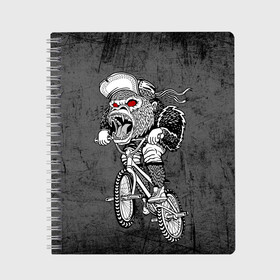 Тетрадь с принтом Junk Ride в Курске, 100% бумага | 48 листов, плотность листов — 60 г/м2, плотность картонной обложки — 250 г/м2. Листы скреплены сбоку удобной пружинной спиралью. Уголки страниц и обложки скругленные. Цвет линий — светло-серый
 | bike | bmx | gorilla | mtb | ride | бэм | вело | велосипед | велоспорт | горилла | поездка