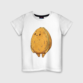 Детская футболка хлопок с принтом Грецкий орех в Курске, 100% хлопок | круглый вырез горловины, полуприлегающий силуэт, длина до линии бедер | арт | грецкий | грецкий орех | мило | милота | орех | орехи | рисунок | свежие орехи | свежий орех | свежий продукт