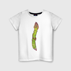 Детская футболка хлопок с принтом Спаржа в Курске, 100% хлопок | круглый вырез горловины, полуприлегающий силуэт, длина до линии бедер | арт | мило | милота | молодая спаржа | овощ | овощи | рисунок | свежая спаржа | свежие овощи | свежий овощ | свежий продукт | спаржа
