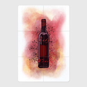 Магнитный плакат 2Х3 с принтом Lady Wine  в Курске, Полимерный материал с магнитным слоем | 6 деталей размером 9*9 см | wine | акварель | красный | подруге