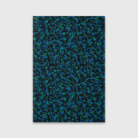 Обложка для паспорта матовая кожа с принтом Абстрактный зелено-синий узор  в Курске, натуральная матовая кожа | размер 19,3 х 13,7 см; прозрачные пластиковые крепления | Тематика изображения на принте: абстрактный | вкрапления | зеленый | молодежный | мраморный | синий | современный | черный и синий