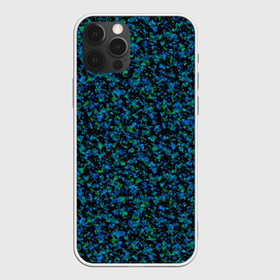 Чехол для iPhone 12 Pro с принтом Абстрактный зелено-синий узор  в Курске, силикон | область печати: задняя сторона чехла, без боковых панелей | абстрактный | вкрапления | зеленый | молодежный | мраморный | синий | современный | черный и синий