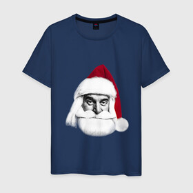 Мужская футболка хлопок с принтом Санта Клаус в Курске, 100% хлопок | прямой крой, круглый вырез горловины, длина до линии бедер, слегка спущенное плечо. | дед мороз | клаус | новый год | праздник | праздничный | рождество | санта